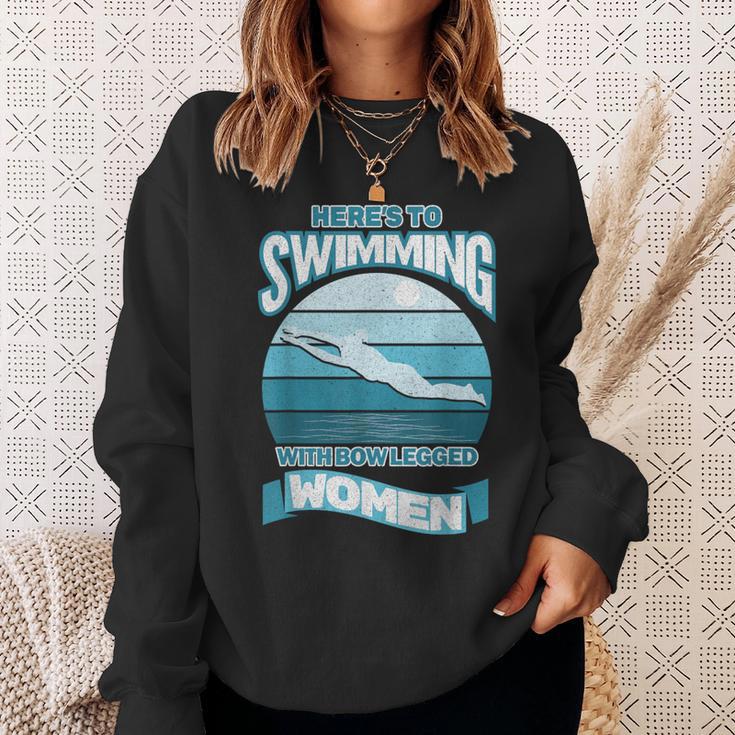 Here's To Swimming With Bow Legged Women Distressed Look Sweatshirt Gifts for Her