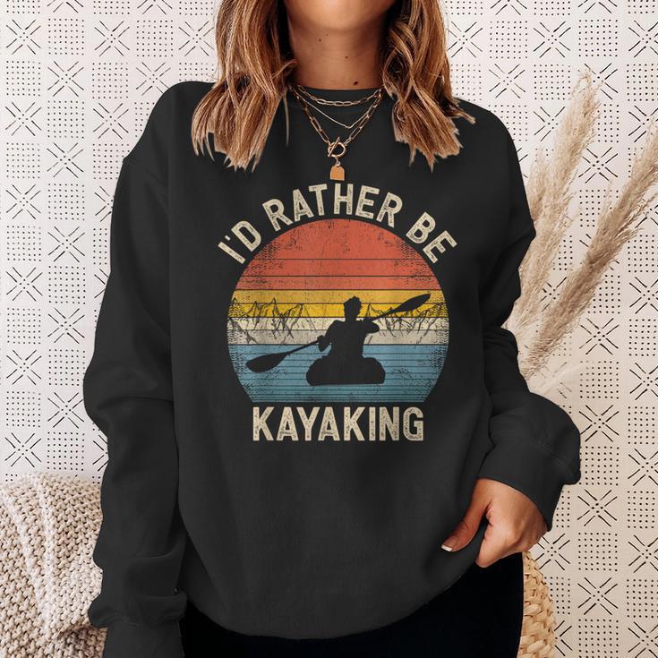 I'D Rather Be Kayaking Canoe Boating Vintage Kayak Sweatshirt Gifts for Her