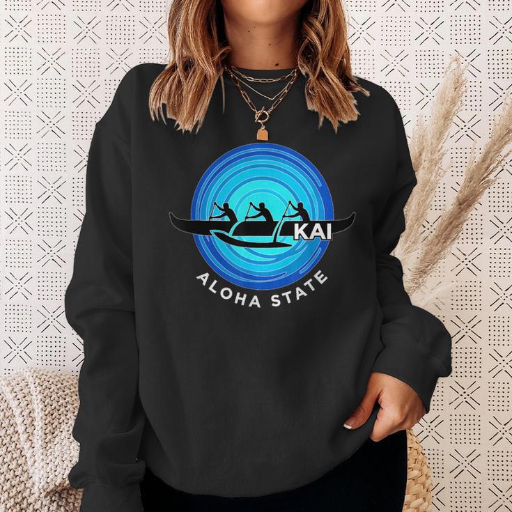 Kai Outrigger Canoe Hawaii Aloha State Paddling Retro Sweatshirt Gifts for Her