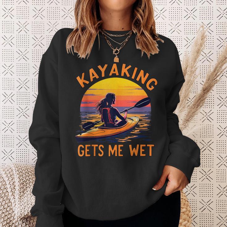Kayaking Gets Me Wet Kayak Paddling Canoe Adult Joke Sleeveless Sweatshirt Gifts for Her