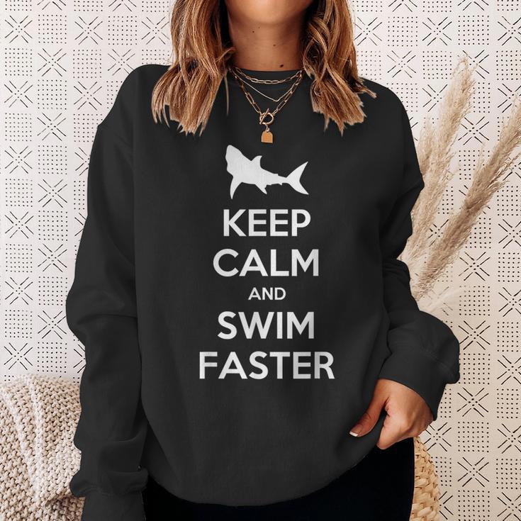 Keep Calm And Swim Faster Swimming T-Shirt Sweatshirt Gifts for Her
