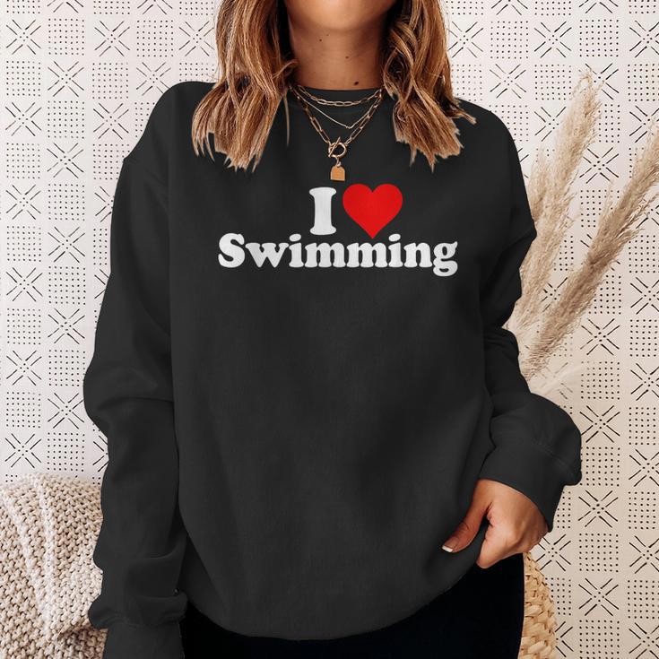 I LOVE HEART SWIMMING Sweatshirt Gifts for Her