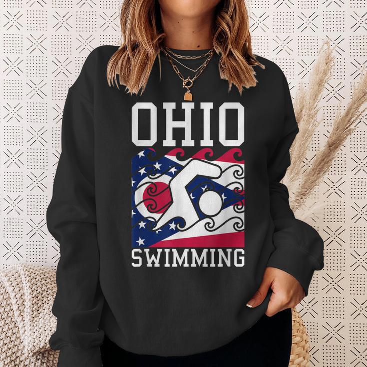 Ohio Flag Swimming Team Swim Swimmer US State Sweatshirt Gifts for Her