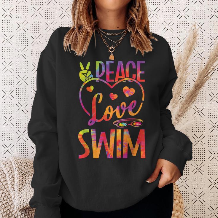 Peace Love Swim Swimming Tie Dye Swimmer Swimming Swim Team Sweatshirt Gifts for Her Peace Love Swim Swimming Tie Dye Swimmer Swimming Swim Team Sweatshirt Gifts for Her