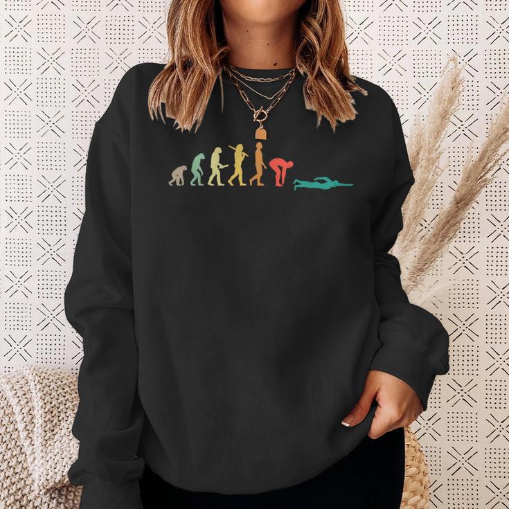 Retro Swimming Evolution For Swimmers Small Sweatshirt Gifts for Her