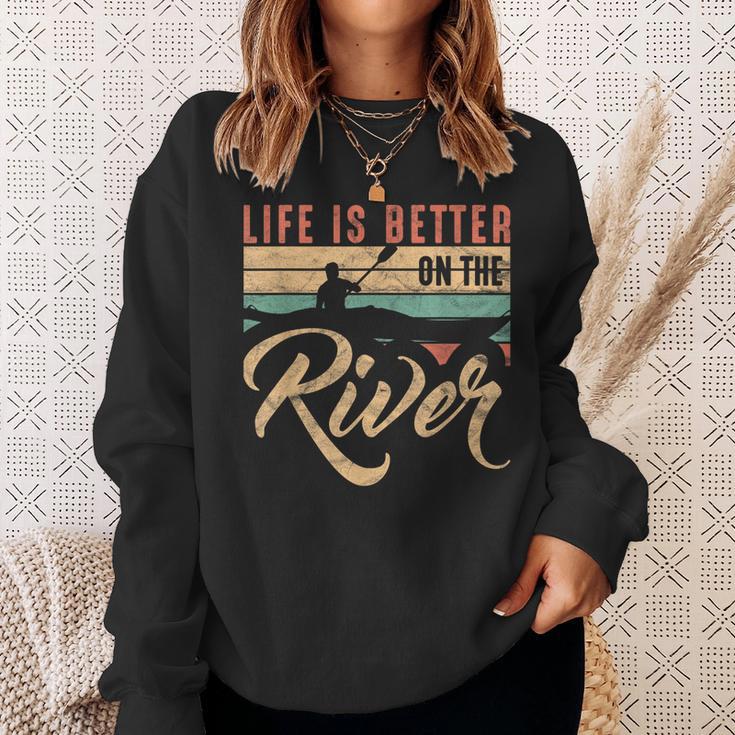 Rowing Canoe Kajak Life Is Better On The River Sweatshirt Gifts for Her