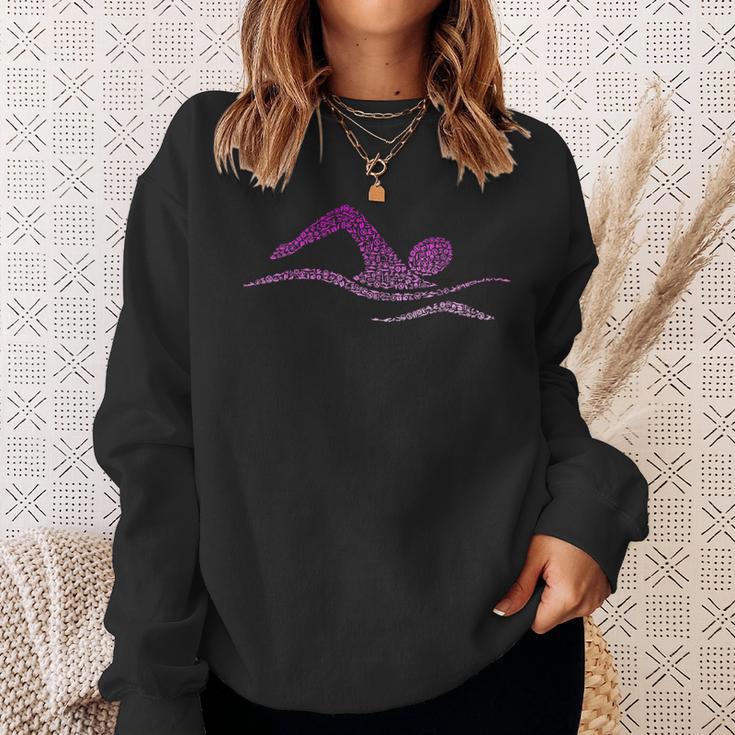 Silhouette Icon Swimmer Stuff Girls Swimming Sweatshirt Gifts for Her