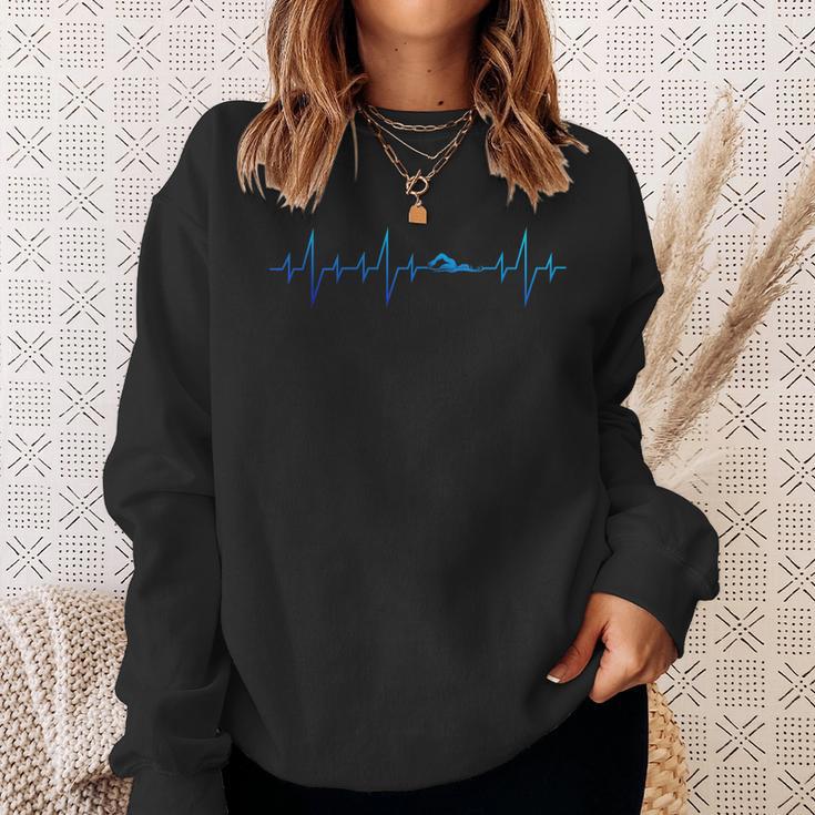 Sports Swimming Club Hobby Swimmer Heartbeat Swimming Sweatshirt Gifts for Her Sports Swimming Club Hobby Swimmer Heartbeat Swimming Sweatshirt Gifts for Her
