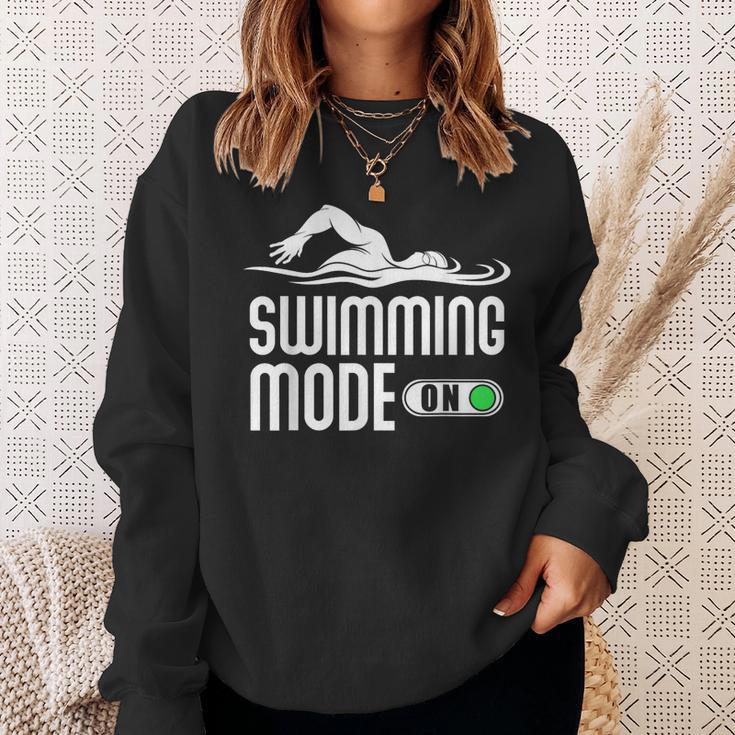 Swim Slogan Funny Swimming Mode On Swim Sweatshirt Gifts for Her Swim Slogan Funny Swimming Mode On Swim Sweatshirt Gifts for Her