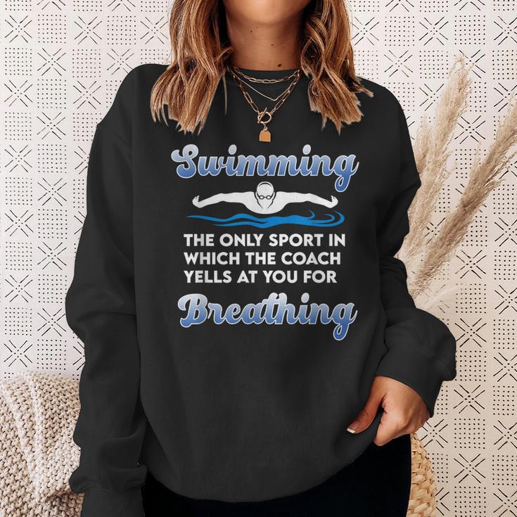 Swim Team Swimming Coach Quote Swim Breathing Joke Sweatshirt Gifts for Her Swim Team Swimming Coach Quote Swim Breathing Joke Sweatshirt Gifts for Her