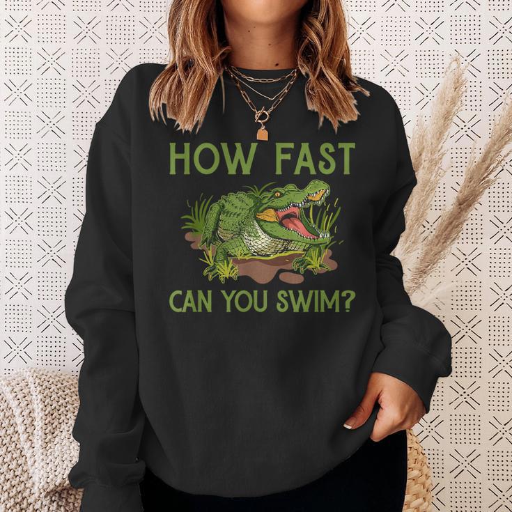 Swimmer Crocodile Swimming Humor How Fast You Can Swim Sweatshirt Gifts for Her Swimmer Crocodile Swimming Humor How Fast You Can Swim Sweatshirt Gifts for Her