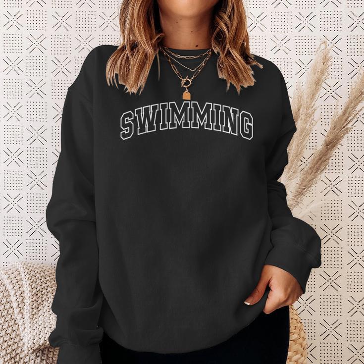 Swimming Athletic Lettering Swimmer Coach Sweatshirt Gifts for Her Swimming Athletic Lettering Swimmer Coach Sweatshirt Gifts for Her