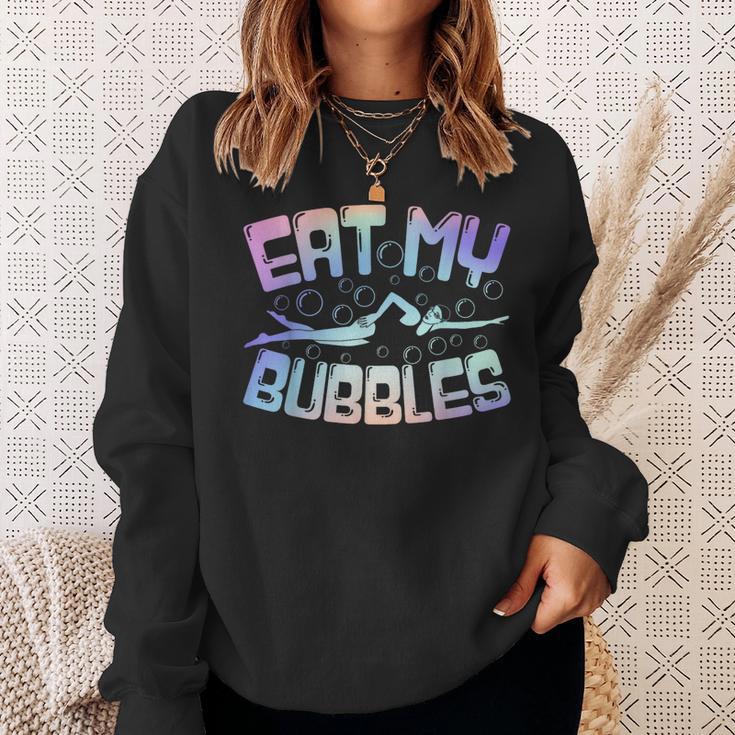 Swimming Eat My Bubbles Swim Watercolour Sweatshirt Gifts for Her Swimming Eat My Bubbles Swim Watercolour Sweatshirt Gifts for Her