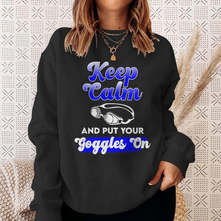 Swimming Goggles Saying Swim Team Gear Sweatshirt Gifts for Her