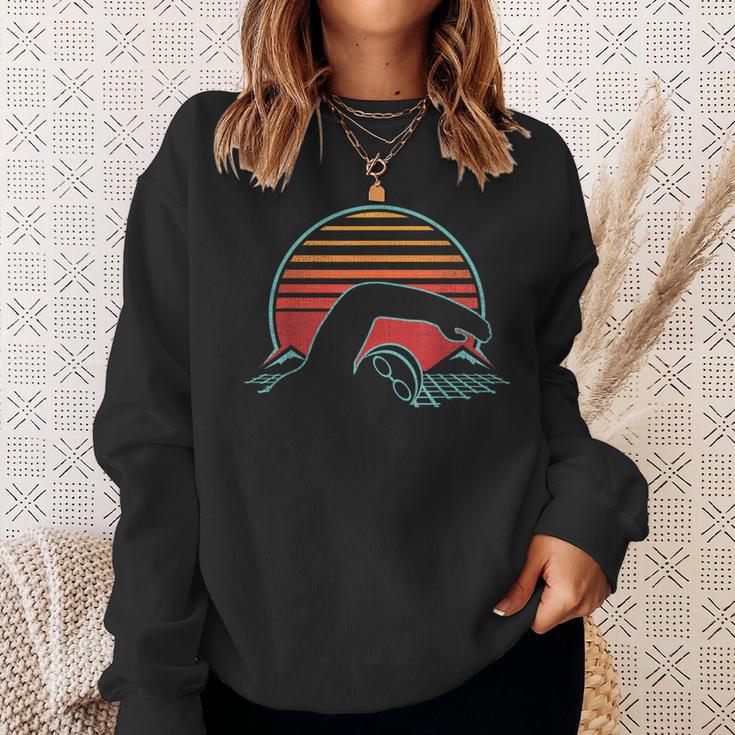 Swimming Retro Vintage 80s Style Swimmer Sweatshirt Gifts for Her Swimming Retro Vintage 80s Style Swimmer Sweatshirt Gifts for Her