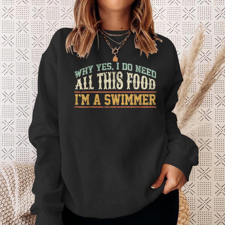 Swimming Swimmer Eating Swim Sweatshirt Gifts for Her Swimming Swimmer Eating Swim Sweatshirt Gifts for Her