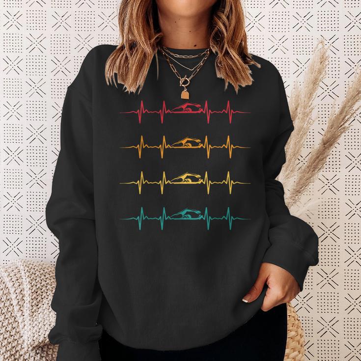Swimming Swimmer Heartbeat Vintage Men Boys Women Swim Lover Sweatshirt Gifts for Her Swimming Swimmer Heartbeat Vintage Men Boys Women Swim Lover Sweatshirt Gifts for Her