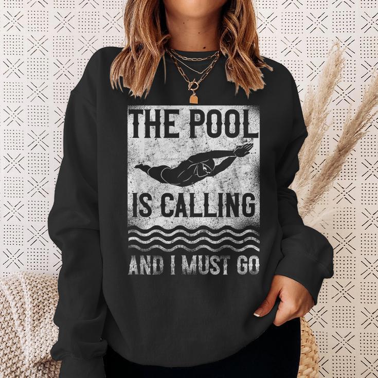 Swimming Swimmer Swim The Pool Is Calling Vintage Sweatshirt Gifts for Her