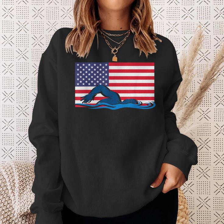 USA Flag Swimmer Swimming Sport Athlete Swim Swimming Sweatshirt Gifts for Her USA Flag Swimmer Swimming Sport Athlete Swim Swimming Sweatshirt Gifts for Her
