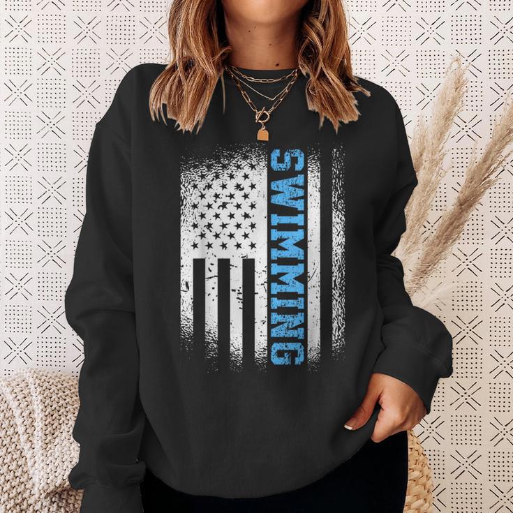 USA Flag Swimming Swim American Swimmer Sweatshirt Gifts for Her USA Flag Swimming Swim American Swimmer Sweatshirt Gifts for Her