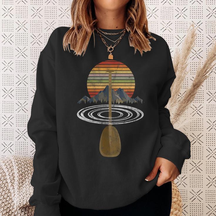 Vintage Retro Canoe Paddle & Mountains Rafting Sweatshirt Gifts for Her