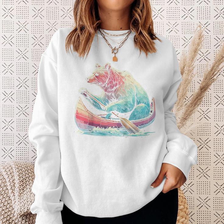 Canoe Bear Canoeing Raglan Baseball Tee Sweatshirt Gifts for Her