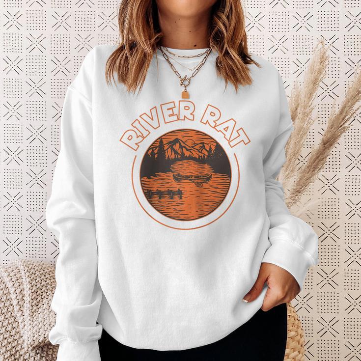 Canoe Canoeing Retro River Rat Raglan Baseball Tee Sweatshirt Gifts for Her