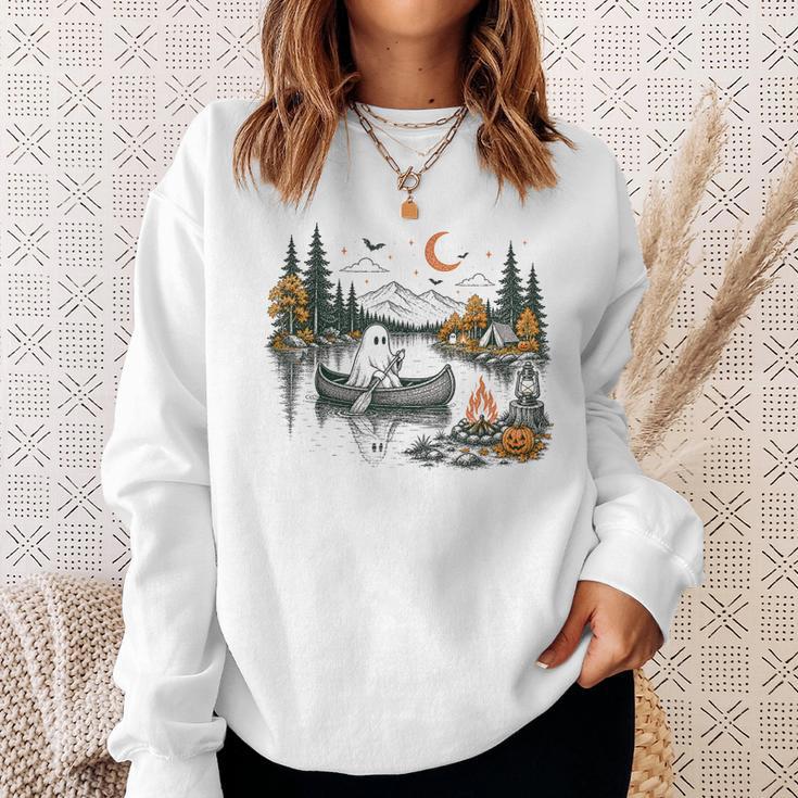 Canoe Ghost Camping Ghost Lake Halloween Spooky Fall Camping Sweatshirt Gifts for Her