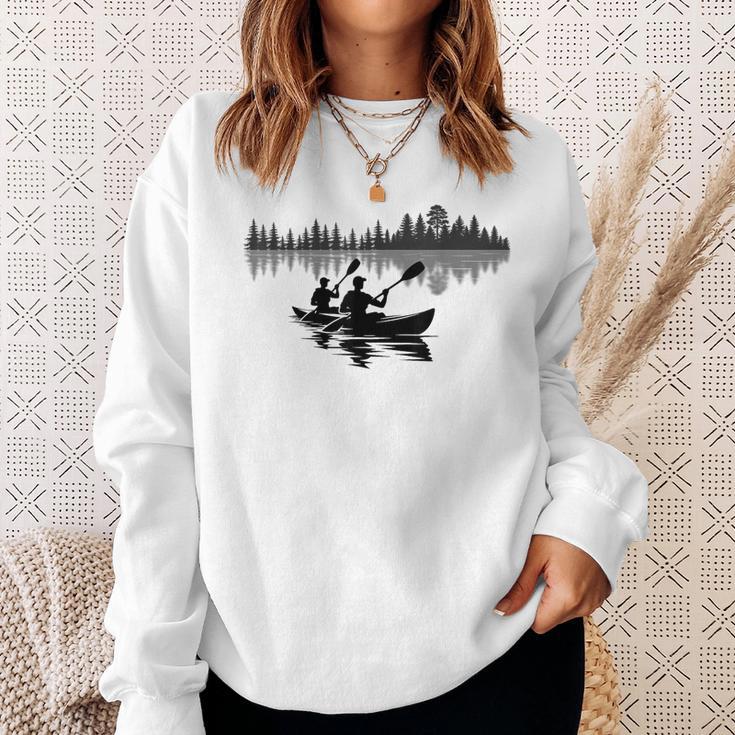 Canoe Silhouette Forest Lake Reflection Sweatshirt Gifts for Her Canoe Silhouette Forest Lake Reflection Sweatshirt Gifts for Her