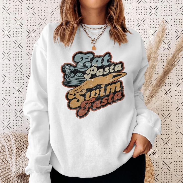 Eat Pasta Swim Fasta Swimmer Vintage Swimming Sweatshirt Gifts for Her