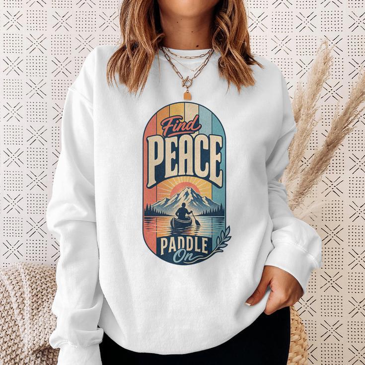 Find Peace Paddle On Canoe Mountain Sunset Sweatshirt Gifts for Her