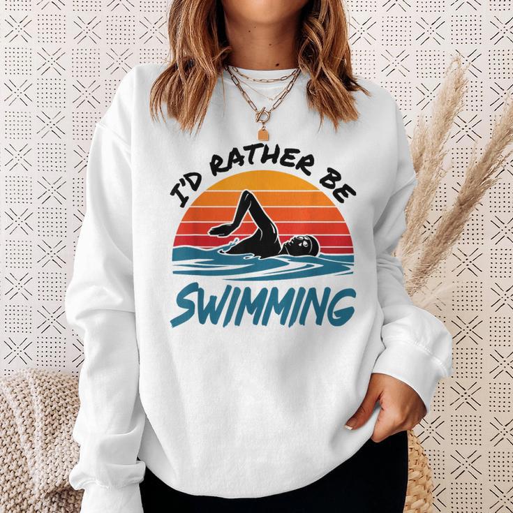 I'd Rather Be Swimming Retro Swim Swimmer Sweatshirt Gifts for Her I'd Rather Be Swimming Retro Swim Swimmer Sweatshirt Gifts for Her