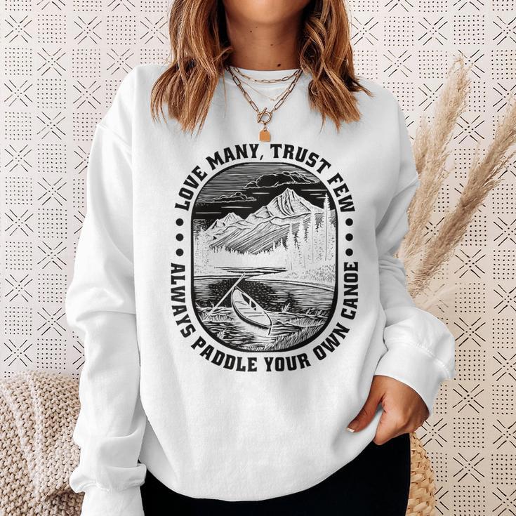 Love Many Trust Few Always Paddle Your Own Canoe Raglan Baseball Tee Sweatshirt Gifts for Her