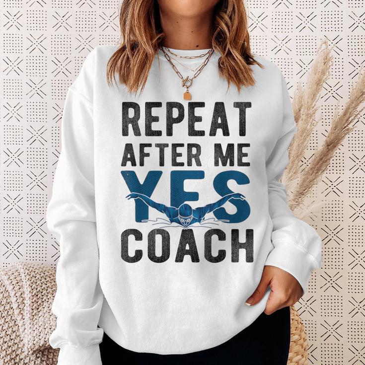 Repeat Yes Swim Coach Swimming Coach Sweatshirt Gifts for Her Repeat Yes Swim Coach Swimming Coach Sweatshirt Gifts for Her