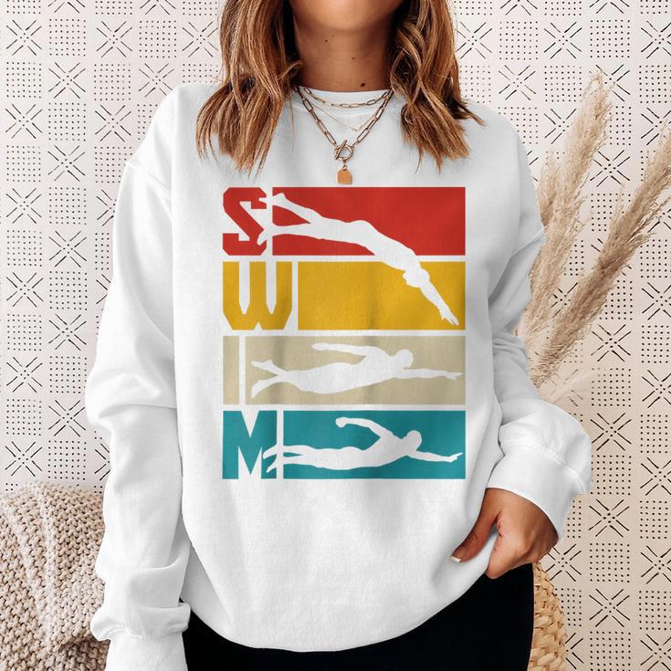 Swim Swimming Vintage Retro Swimmer Raglan Baseball Tee Sweatshirt Gifts for Her Swim Swimming Vintage Retro Swimmer Raglan Baseball Tee Sweatshirt Gifts for Her