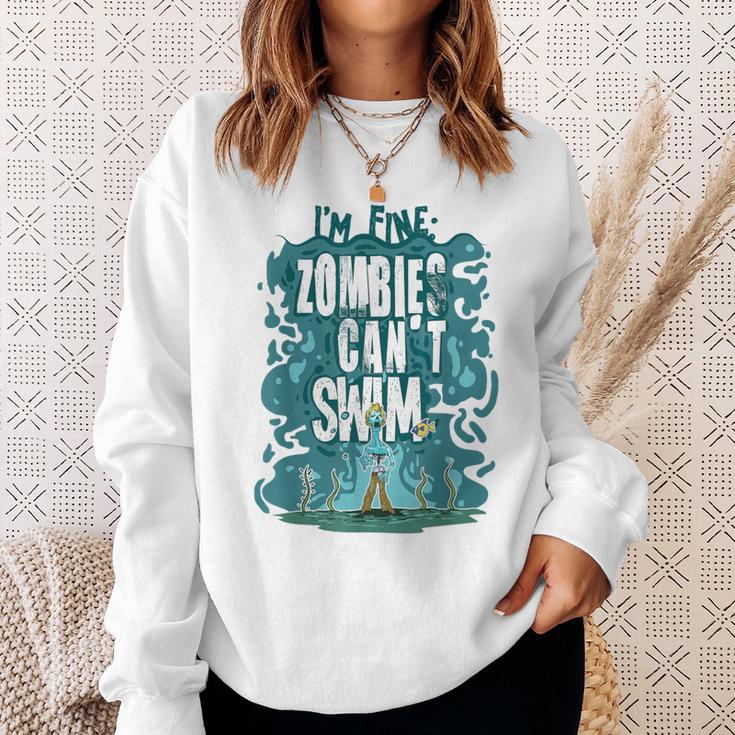 Swimming Quote Zombies Can't Swim For Swimmer Sweatshirt Gifts for Her Swimming Quote Zombies Can't Swim For Swimmer Sweatshirt Gifts for Her