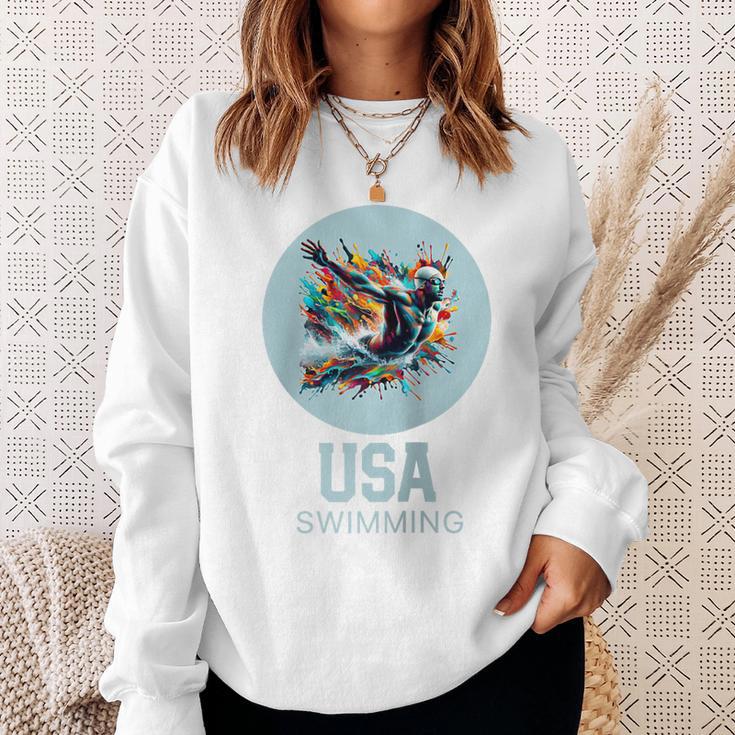 SWIMMING SPORT COMPETITIVE SWIM Raglan Baseball Tee Sweatshirt Gifts for Her