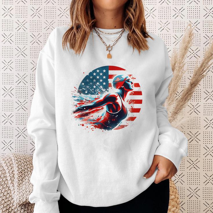 Swimming United States Apparel American Flag Swimming Sweatshirt Gifts for Her Swimming United States Apparel American Flag Swimming Sweatshirt Gifts for Her