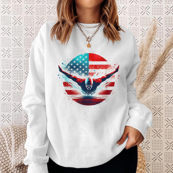 Swimming United States Shirt With American Flag Swimming Sweatshirt Gifts for Her Swimming United States Shirt With American Flag Swimming Sweatshirt Gifts for Her