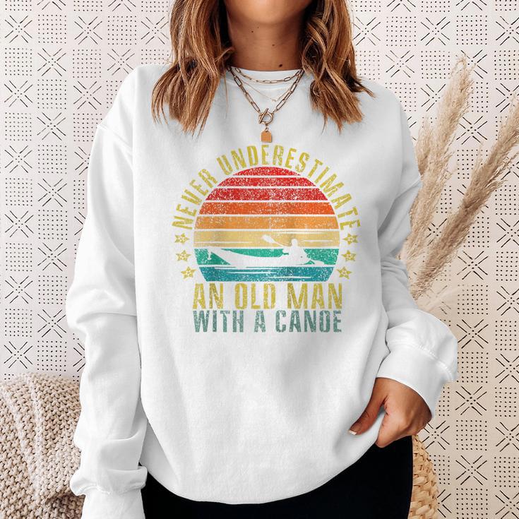 Never Underestimate An Old Man With a Canoe Retro Raglan Baseball Tee Sweatshirt Gifts for Her