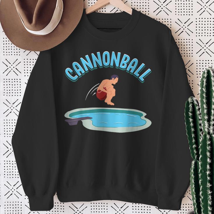 Cannonball Swimming Pool Fun Diving Diver Swimmer Cool Sweatshirt Gifts for Old Women