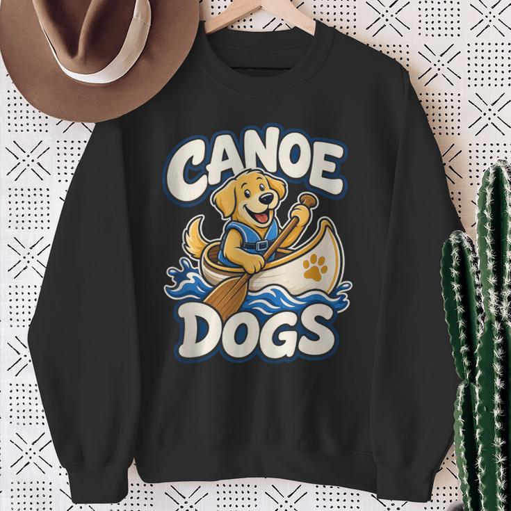 Canoe Dogs Golden Retriever Paddling Graphic Sweatshirt Gifts for Old Women