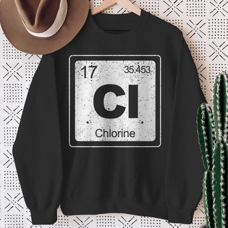 Chlorine Periodic Table Symbol Chemistry Swimming Dive Sweatshirt Gifts for Old Women