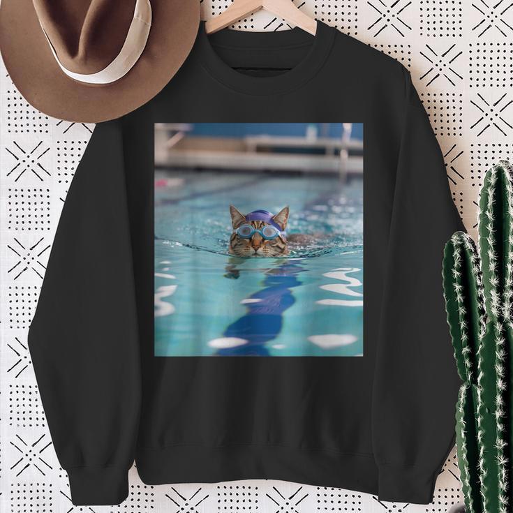 Competitive Swim Team Funny Kitty Cat Swimming Sweatshirt Gifts for Old Women Competitive Swim Team Funny Kitty Cat Swimming Sweatshirt Gifts for Old Women