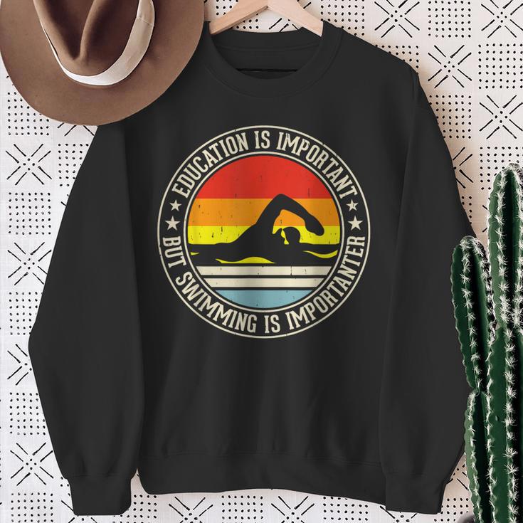 Education Is Important But Swimming Is Importanter Sweatshirt Gifts for Old Women