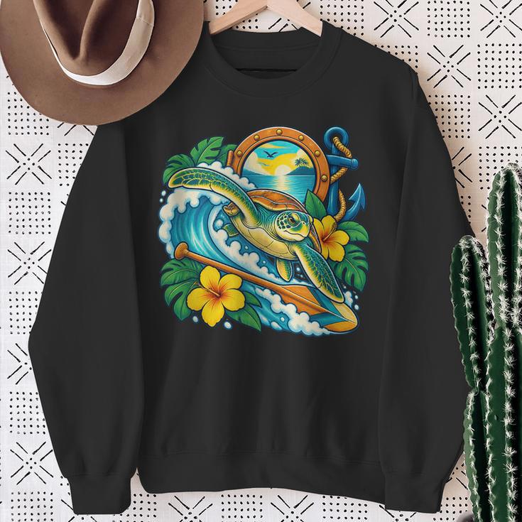 Green Sea Turtle Surfs Past a Canoe Paddle Sleeveless Sweatshirt Gifts for Old Women Green Sea Turtle Surfs Past a Canoe Paddle Sleeveless Sweatshirt Gifts for Old Women