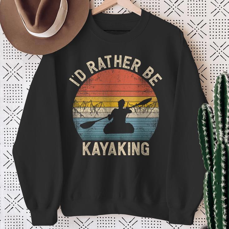 I'D Rather Be Kayaking Canoe Boating Vintage Kayak Sweatshirt Gifts for Old Women
