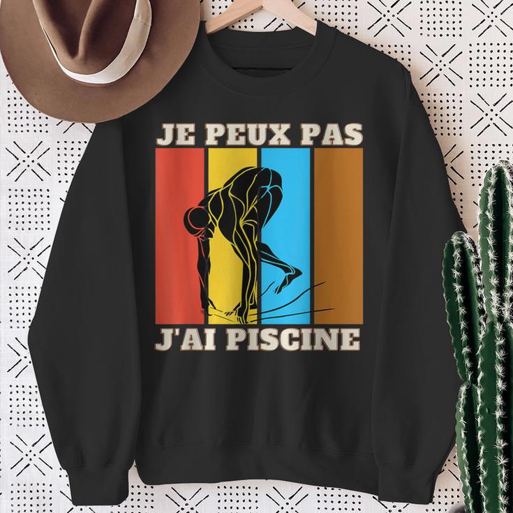 Je Peux Pas J'Ai Piscine Swimming Humour Retro Swimming Pool Sweatshirt Gifts for Old Women