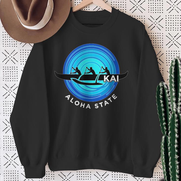 Kai Outrigger Canoe Hawaii Aloha State Paddling Retro Sweatshirt Gifts for Old Women