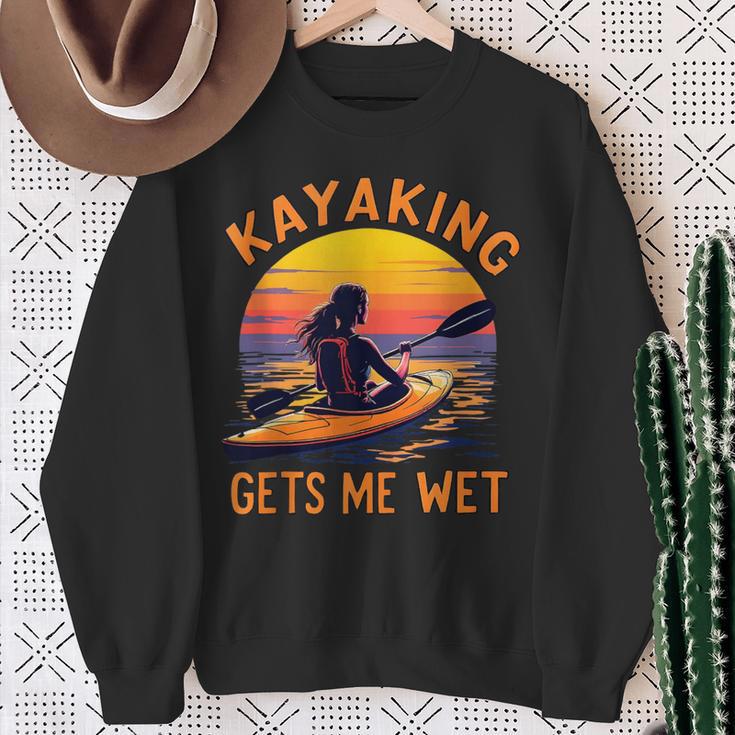 Kayaking Gets Me Wet Kayak Paddling Canoe Adult Joke Sleeveless Sweatshirt Gifts for Old Women